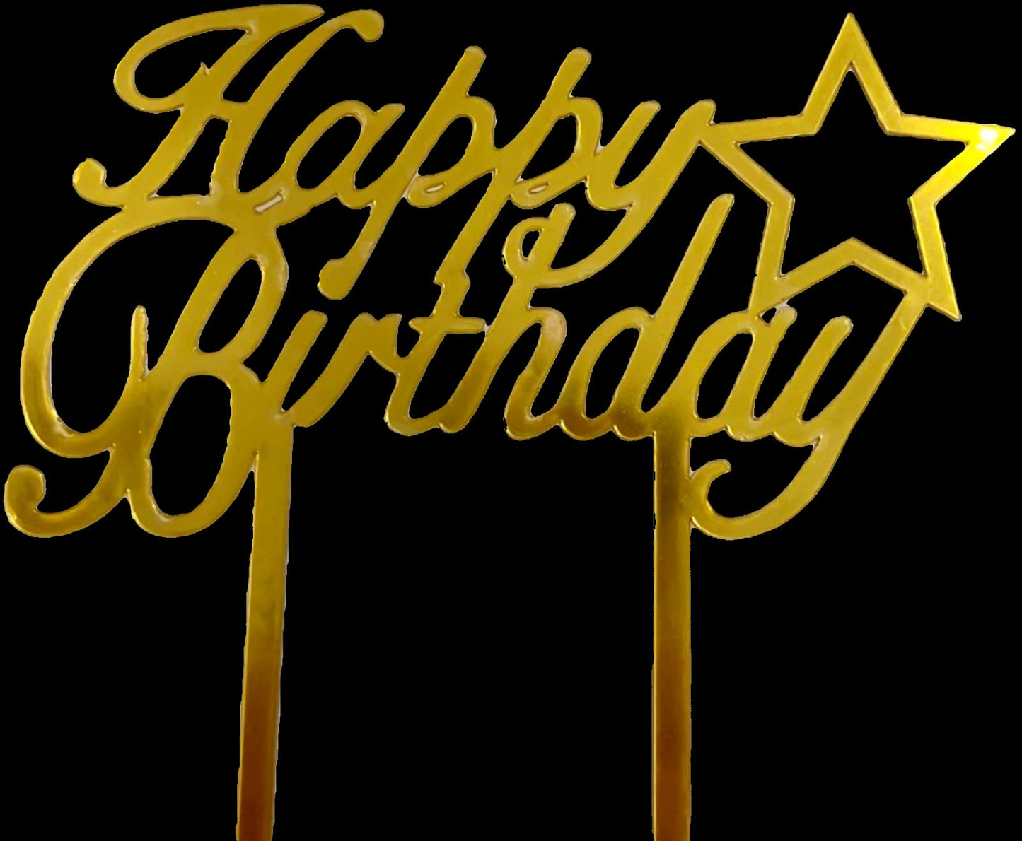 טופר Happy birthday בצבע זהב , כסף