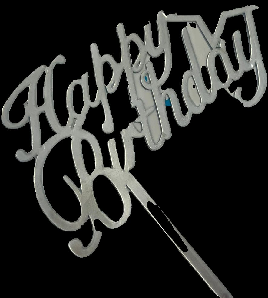 טופר Happy birthday בצבע זהב , כסף